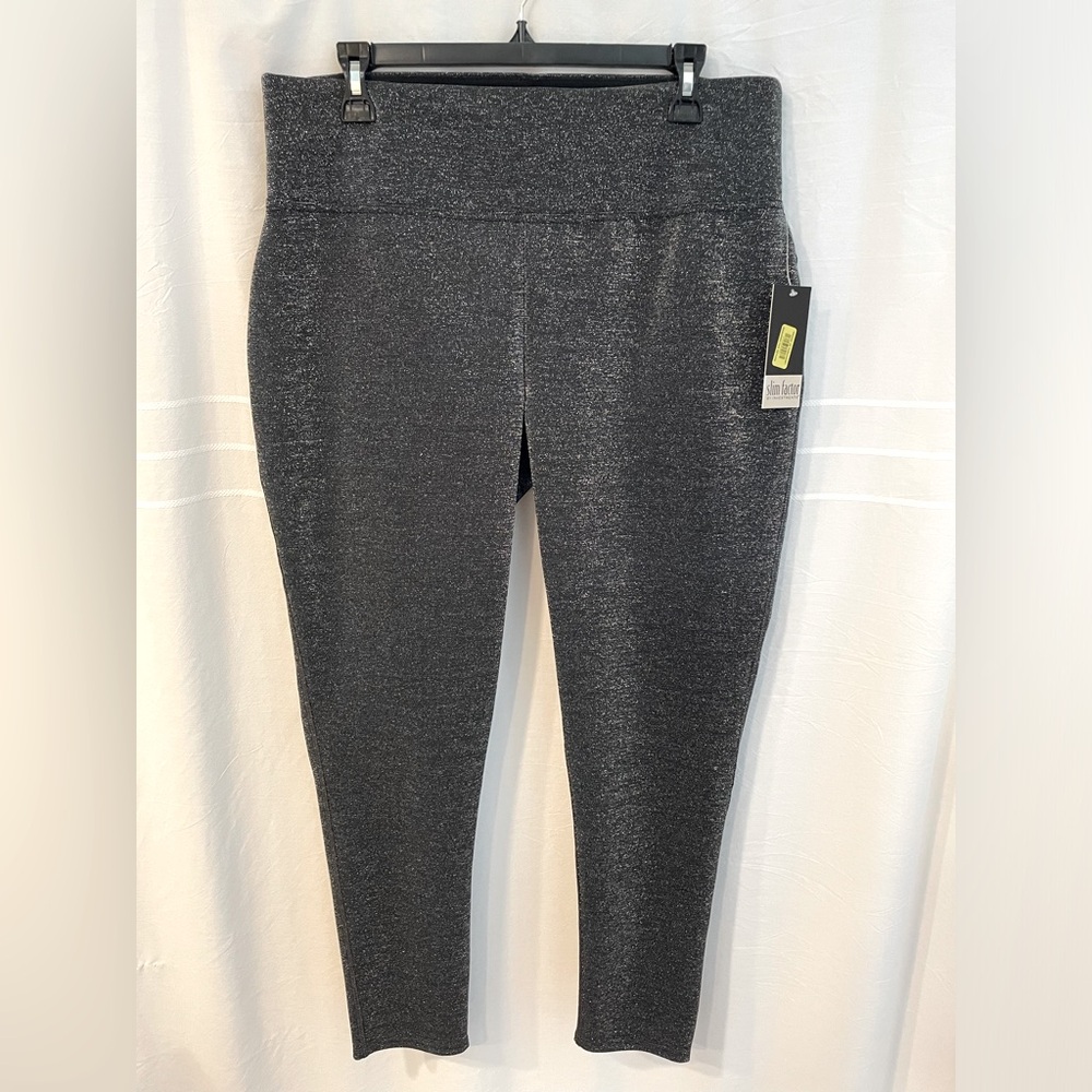 Slim Factor by Investments Black Leggings with Silver Sparkles